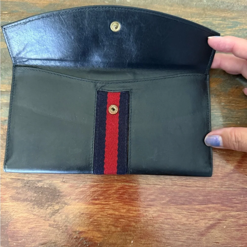 Rare Vintage Gucci Sherri Line Black Leather checkbook holder and wallet - Picture 5 of 9